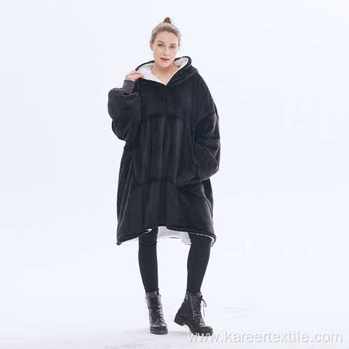 100% polyester super soft warm Comfortable Hoodie Blanket